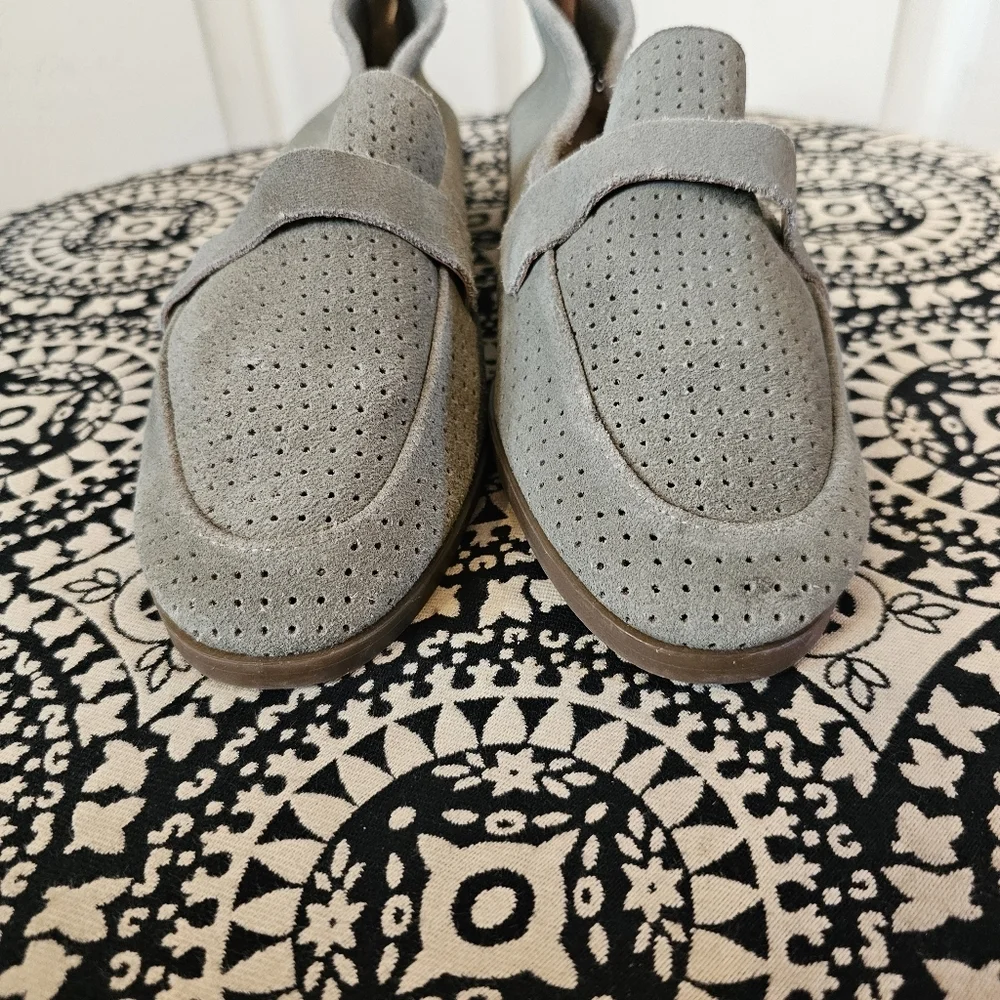 Lucky Brand Cavie Eyelet Slip On Loafer Suede Leather Olive Green